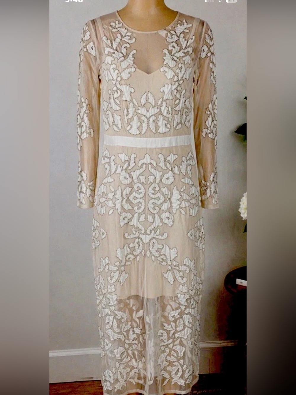 Topsshop Wedding Gown Evening Size 8(fits Size 2-6)Dress Sheath Midi Shear Ivory